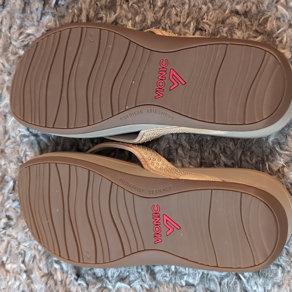 Vionic Beige Studded Women's Sandals - Picture 4 of 5